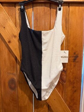 Show Me Your MuMu Black and White Textured One-Piece Swimsuit